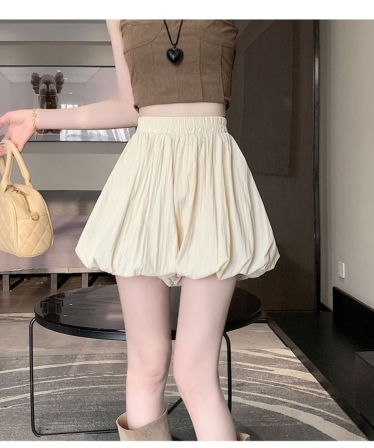 High Mini Paperbag Plain Skort Waist