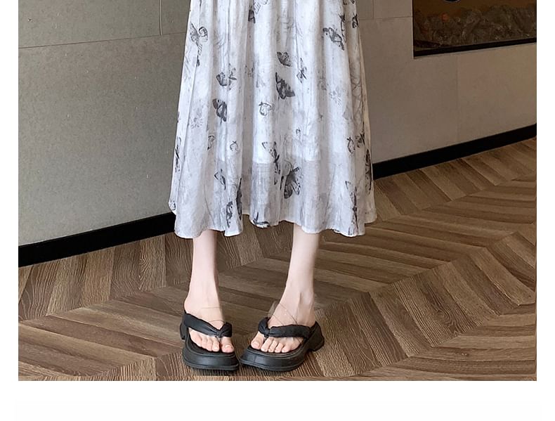 Butterfly High A-Line Skirt Midi Print Rise