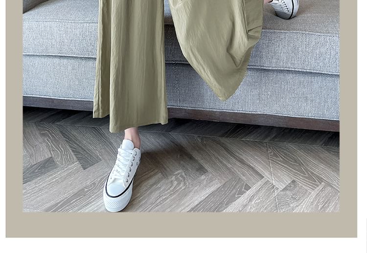 Plain Cropped High Culottes Waist Pleated