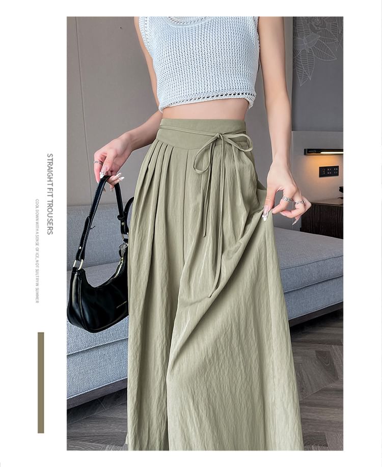 Plain Cropped High Culottes Waist Pleated