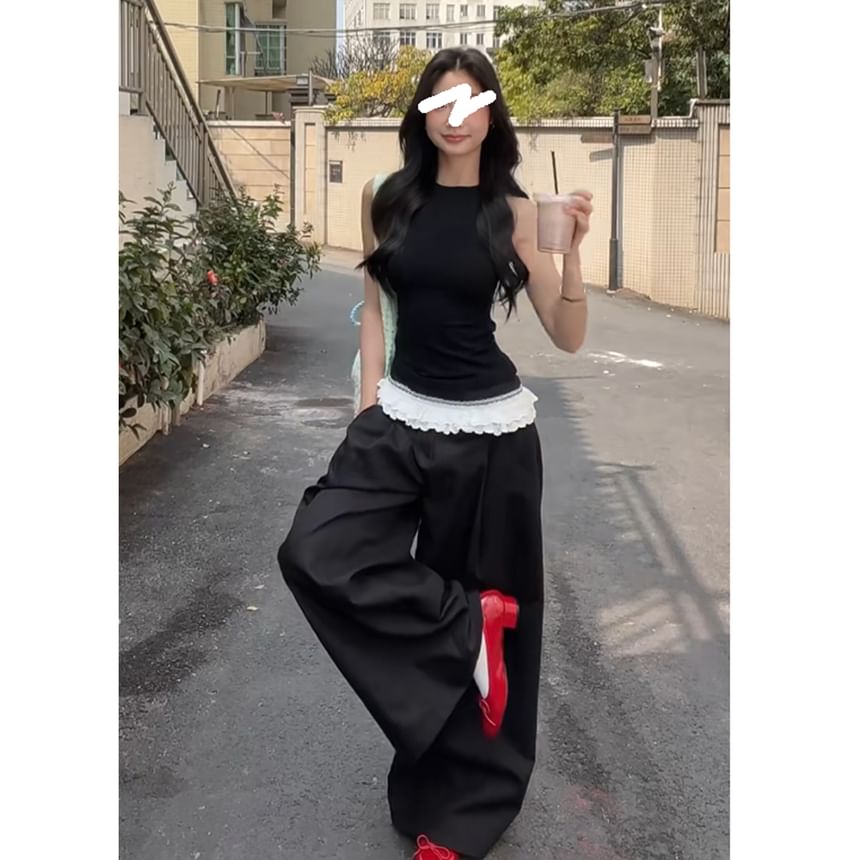 Designs) (Various Wide Waist Pants Leg Dress High Panel Lace