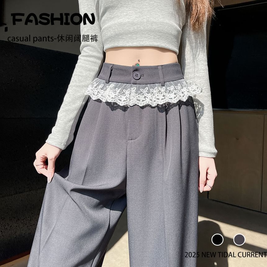 Designs) (Various Wide Waist Pants Leg Dress High Panel Lace