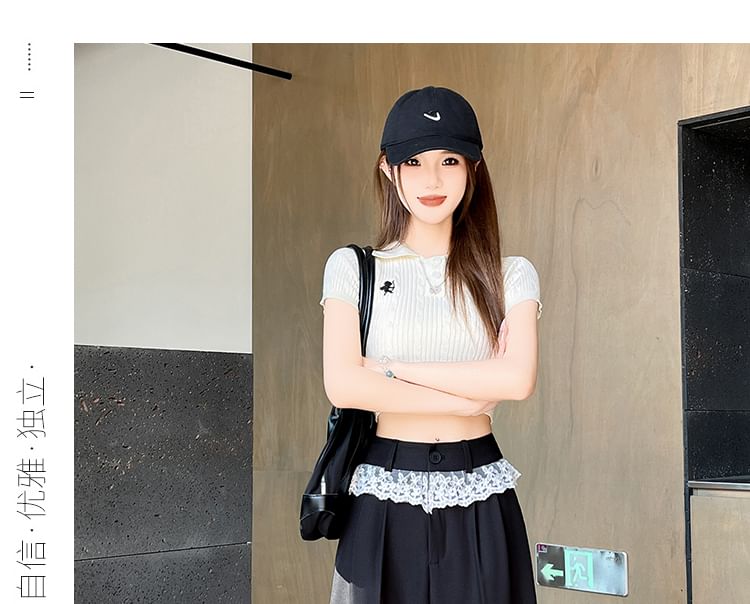 Designs) (Various Wide Waist Pants Leg Dress High Panel Lace