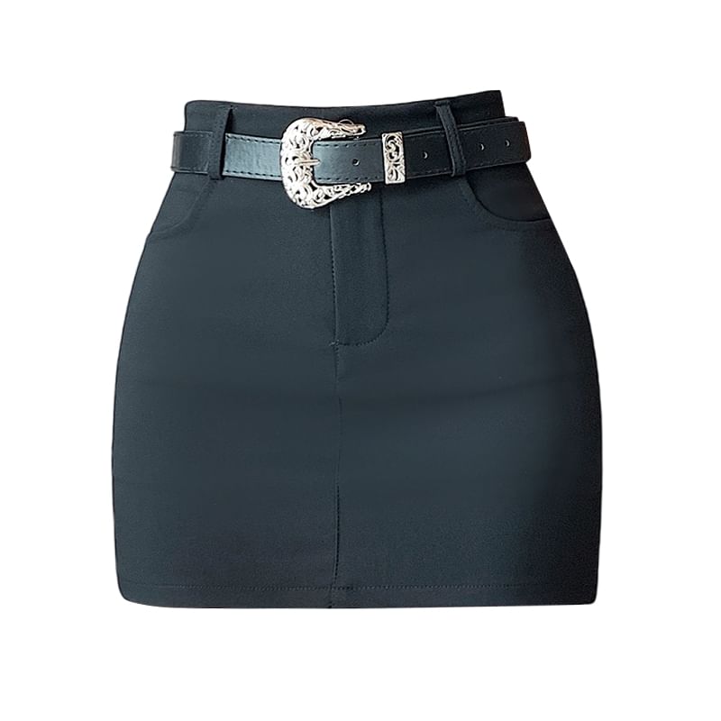 Waist Plain Mini Skort Pencil High