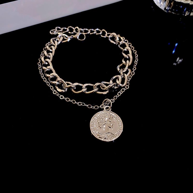 Necklace Layered Coin Pendant Bracelet Alloy /