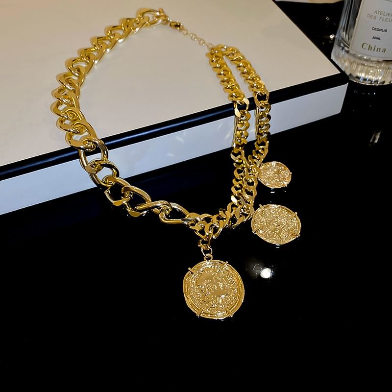 Necklace Layered Coin Pendant Bracelet Alloy /