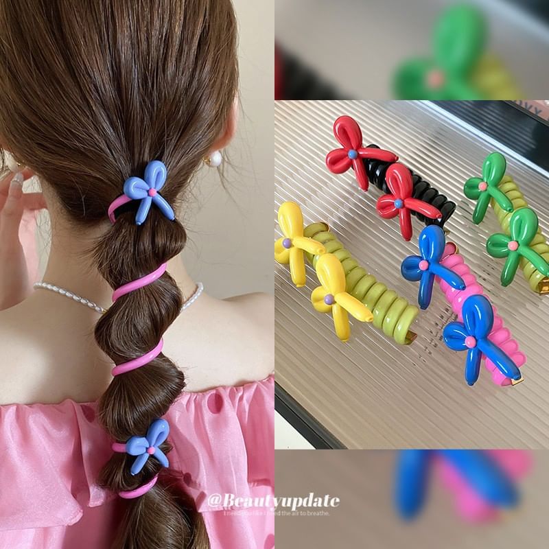 Designs) Tie Floral Bead Ribbon / Hair Coil (Various