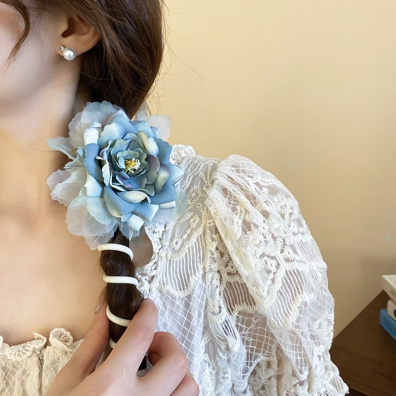 Designs) Tie Floral Bead Ribbon / Hair Coil (Various