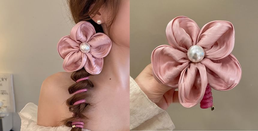 Designs) Tie Floral Bead Ribbon / Hair Coil (Various