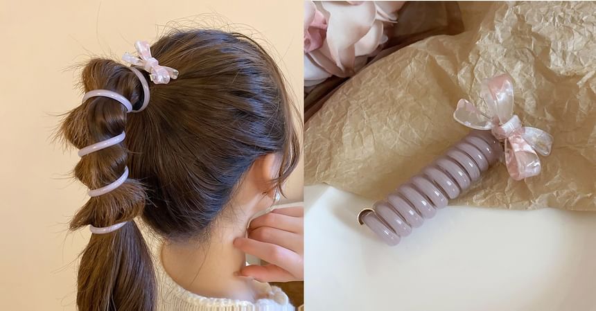 Designs) Tie Floral Bead Ribbon / Hair Coil (Various