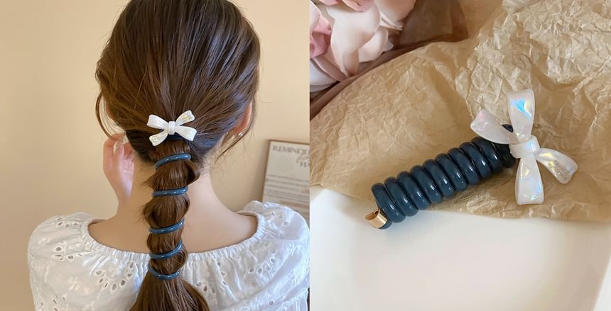 Designs) Tie Floral Bead Ribbon / Hair Coil (Various