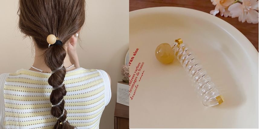 Designs) Tie Floral Bead Ribbon / Hair Coil (Various