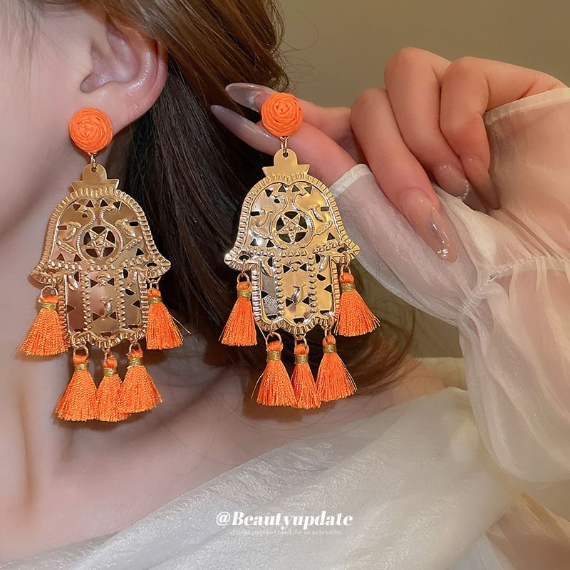 Tassel / Hamsa Chandelier Hand Alloy Earring Droplet