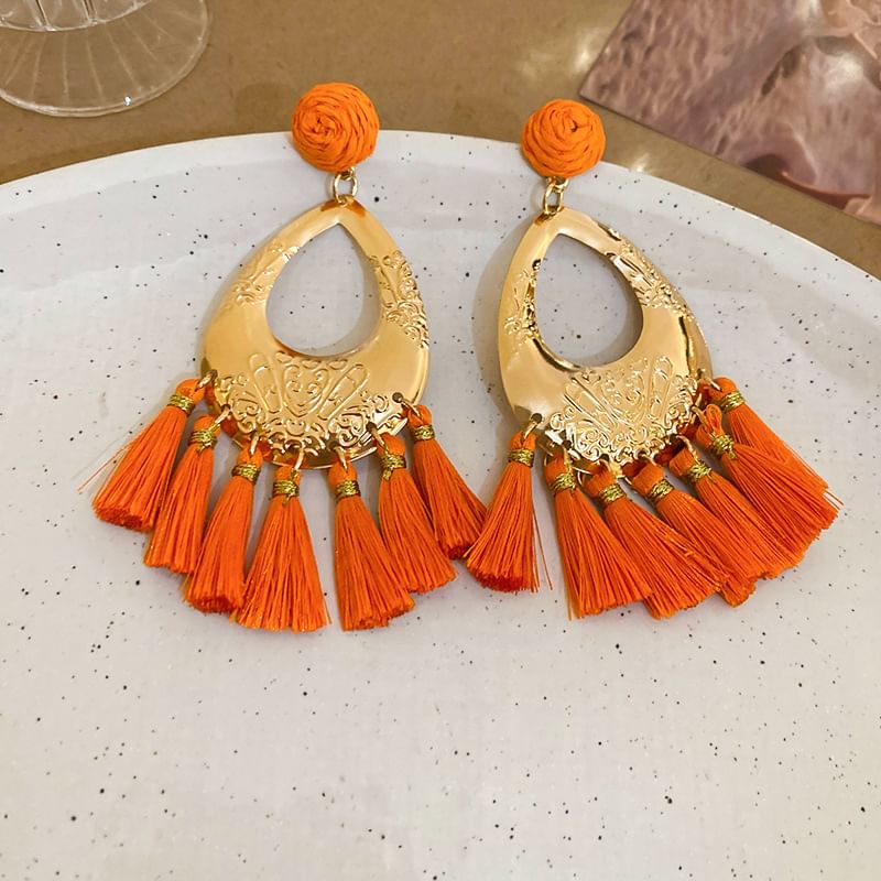 Tassel / Hamsa Chandelier Hand Alloy Earring Droplet