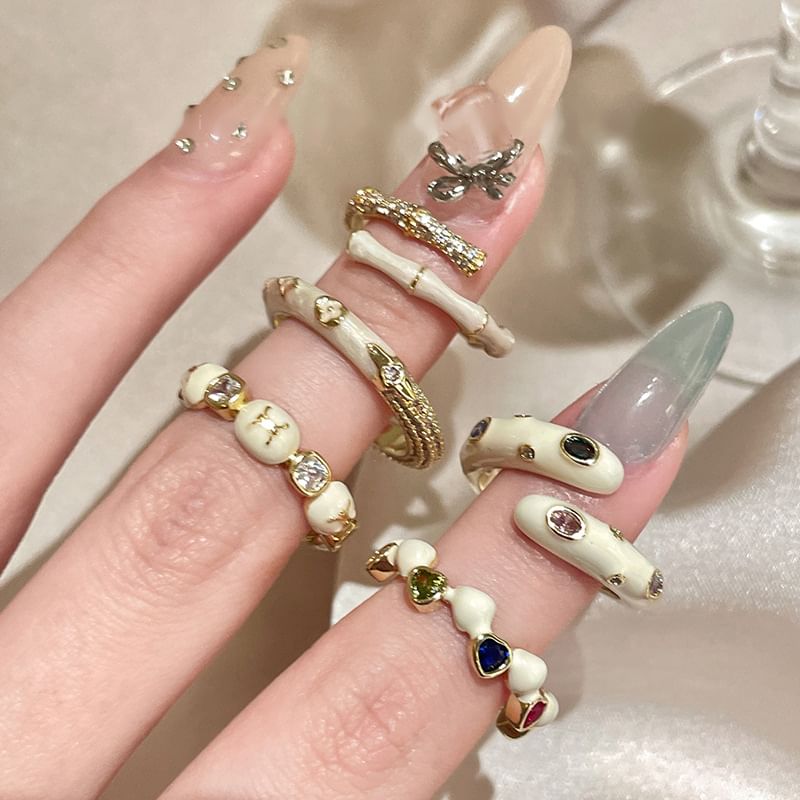 Glaze (Various Designs) Alloy Embellished Ring Open