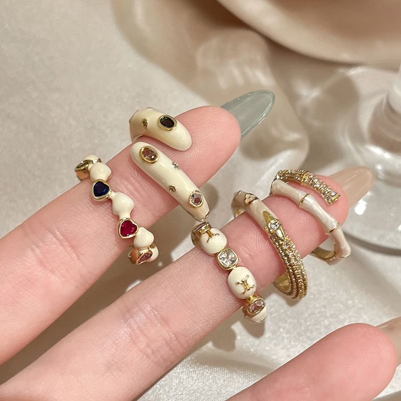 Glaze (Various Designs) Alloy Embellished Ring Open