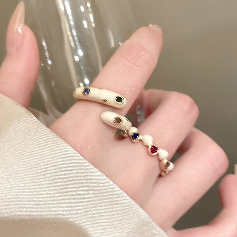 Glaze (Various Designs) Alloy Embellished Ring Open