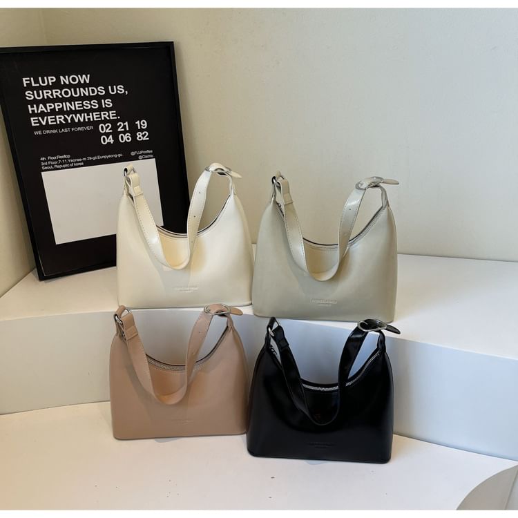 Faux Lettering Leather Shoulder Bag