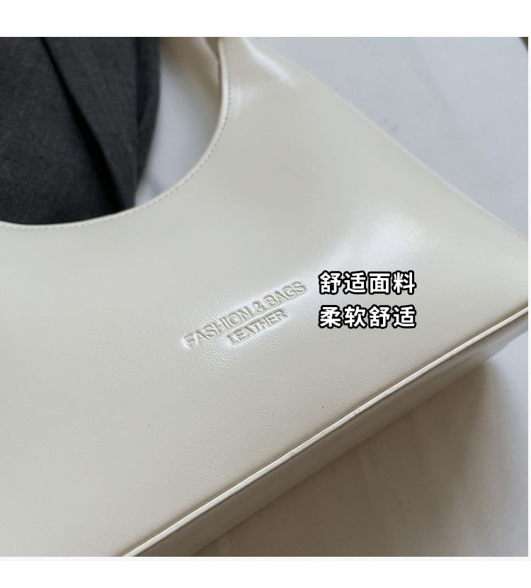 Faux Lettering Leather Shoulder Bag