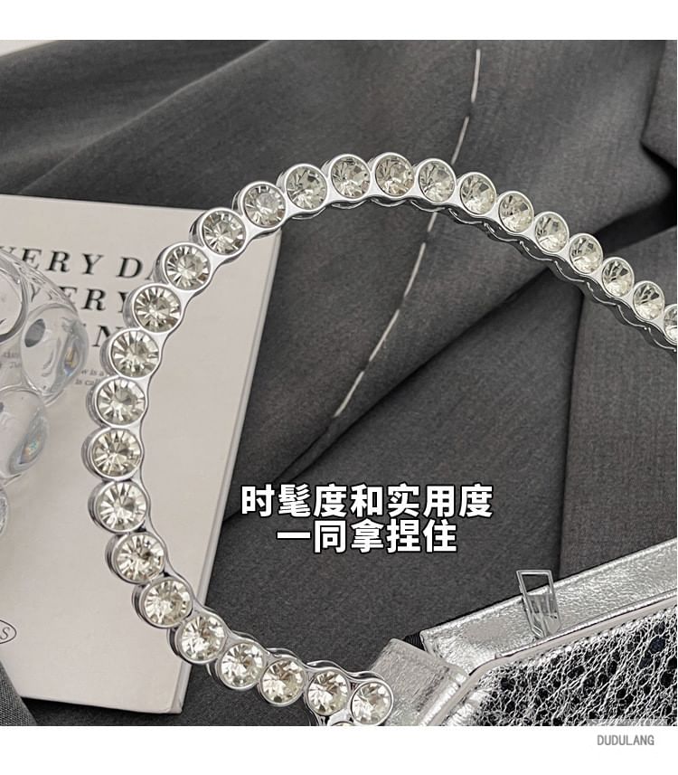 Rhinestone Heart Hand Velvet Bag