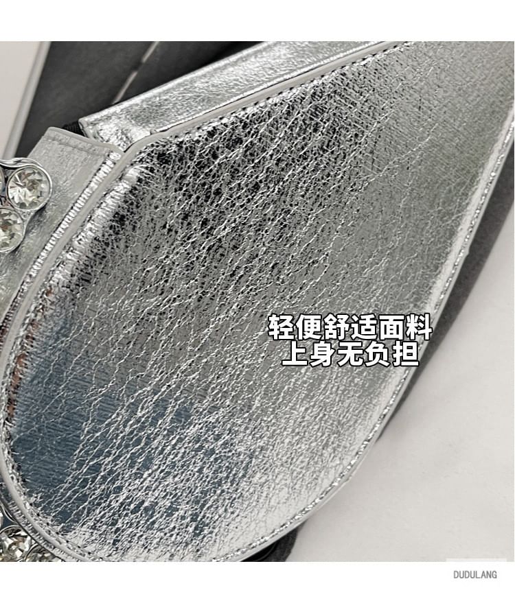 Rhinestone Heart Hand Velvet Bag