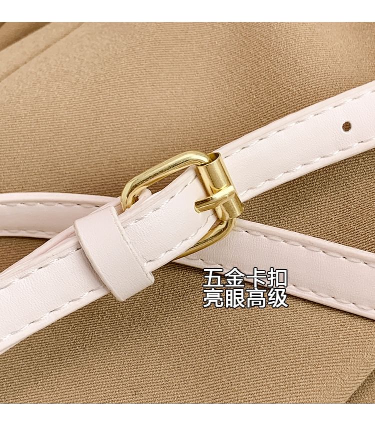 Woven Crossbody Flap Leather Bag Faux