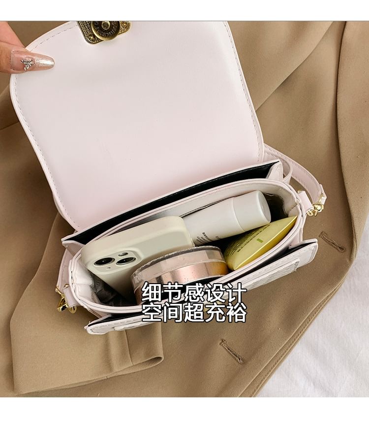 Woven Crossbody Flap Leather Bag Faux