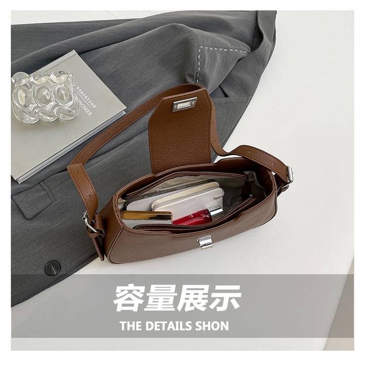 Faux Flap Leather Crossbody Bag