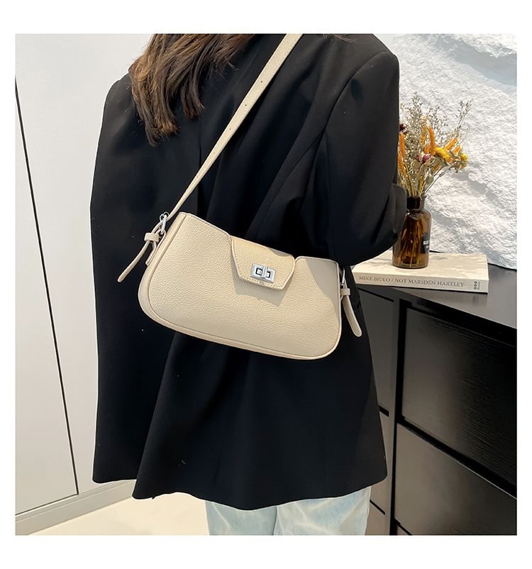 Faux Flap Leather Crossbody Bag