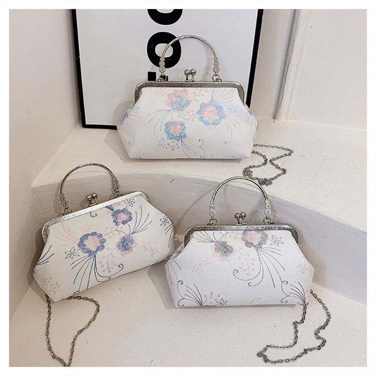 Lock Kiss Floral Embroidered Crossbody Bag