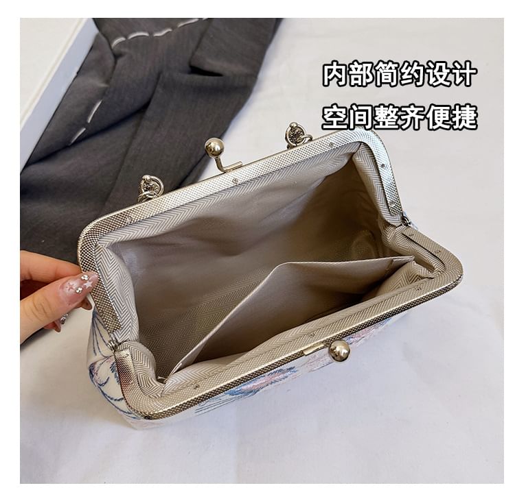 Lock Kiss Floral Embroidered Crossbody Bag