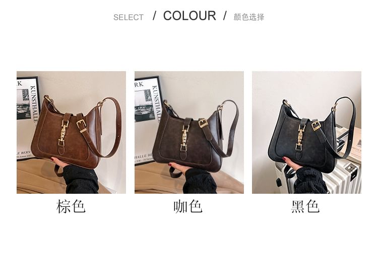 Leather Faux Buckled Crossbody Bag