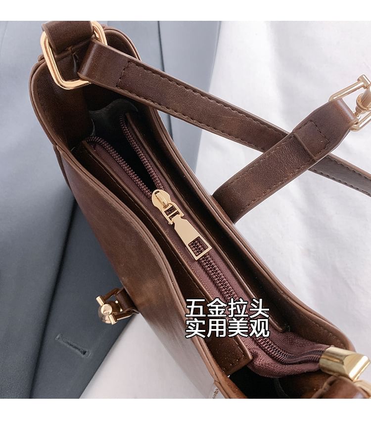 Leather Faux Buckled Crossbody Bag