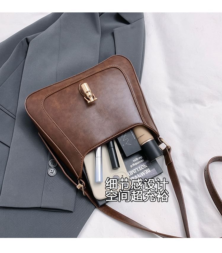 Leather Faux Buckled Crossbody Bag