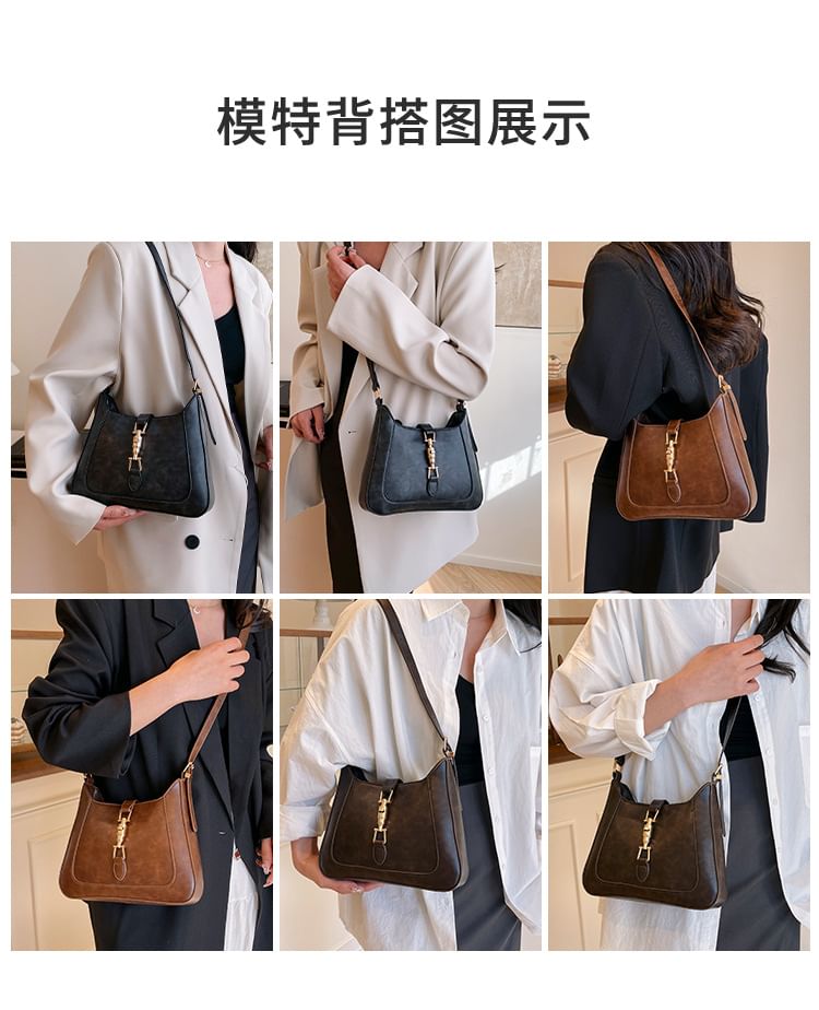 Leather Faux Buckled Crossbody Bag