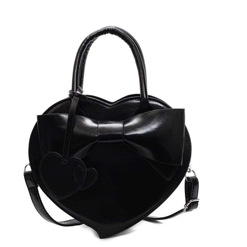Shaped Faux Set: + Charm Leather Bag Heart Crossbody