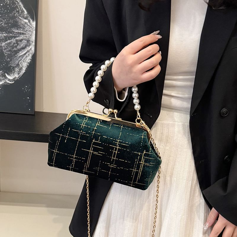 Chain Crossbody Bag Kiss Velvet Lock Strap