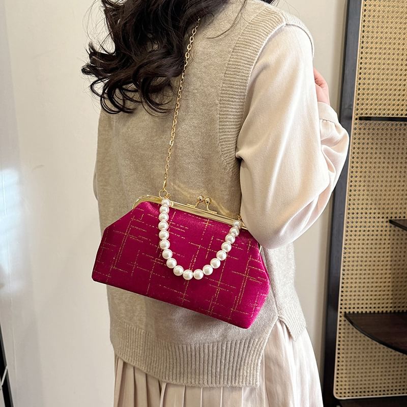 Chain Crossbody Bag Kiss Velvet Lock Strap