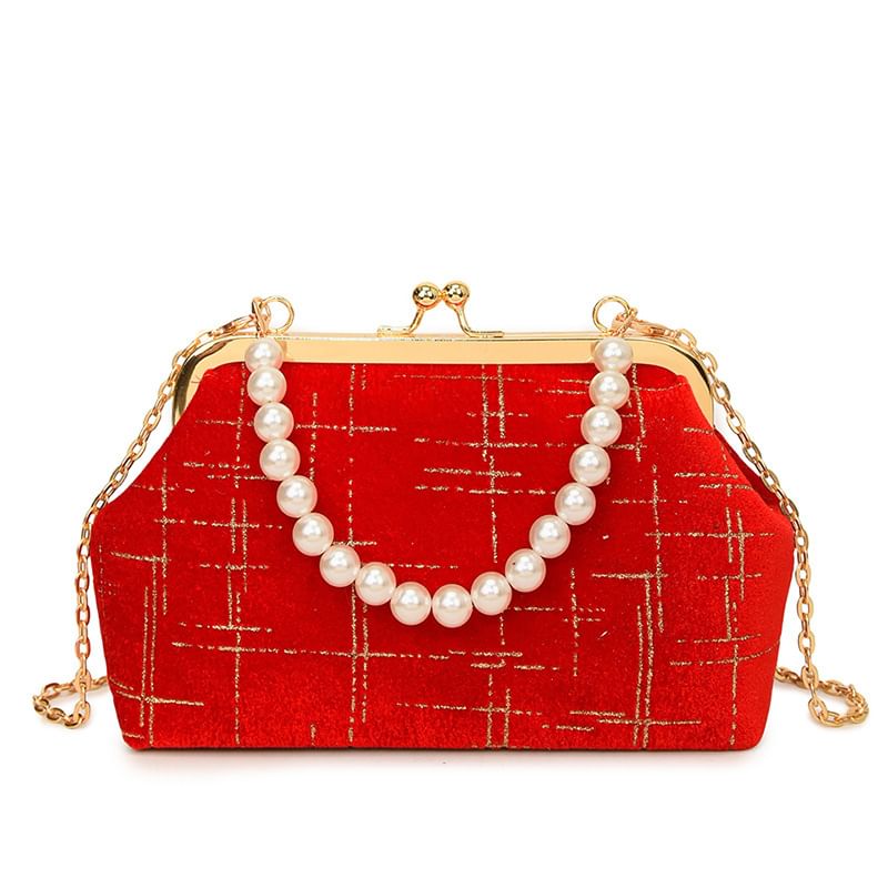 Chain Crossbody Bag Kiss Velvet Lock Strap