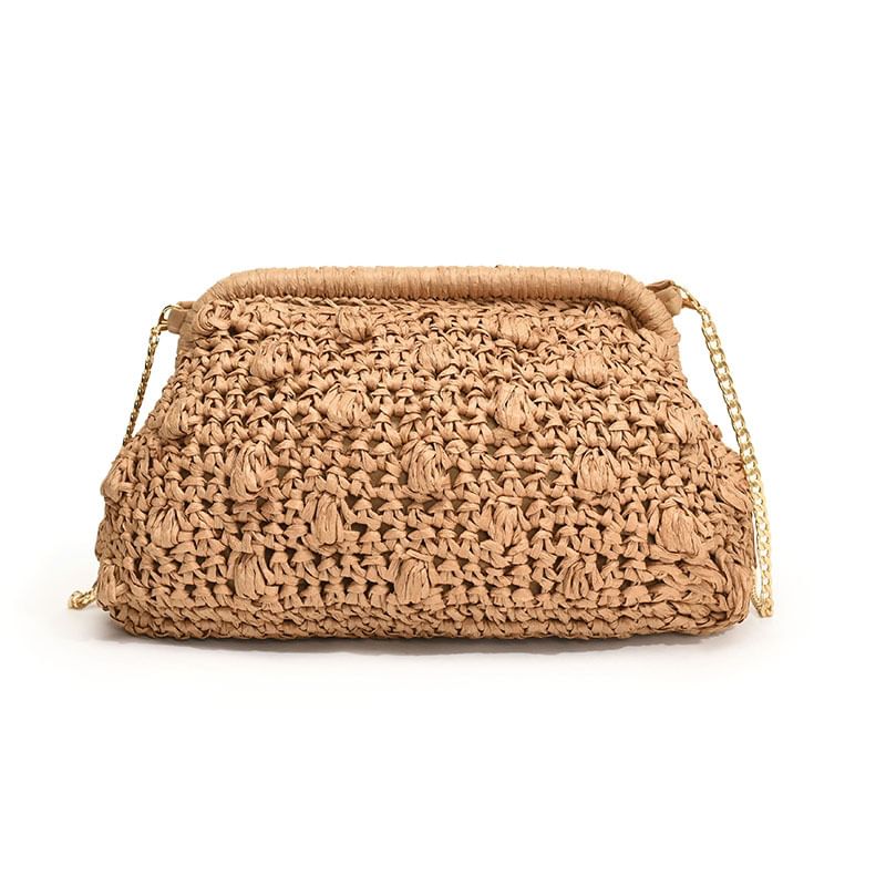 Bag Crossbody Textured Strap Chain Straw