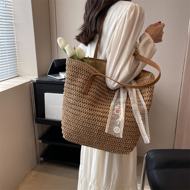 Tote Bag Straw Scarf + Set: