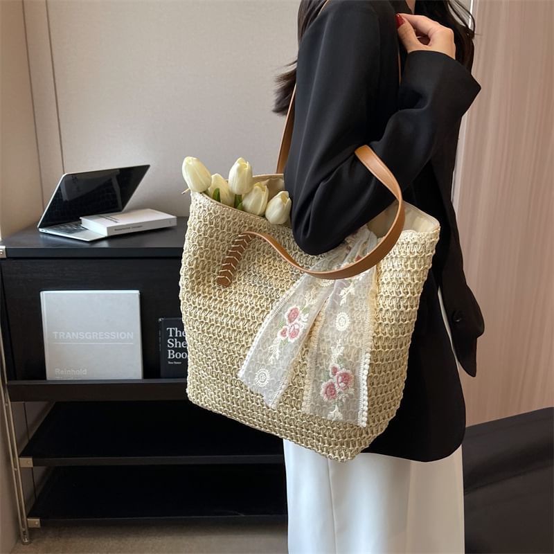 Tote Bag Straw Scarf + Set: