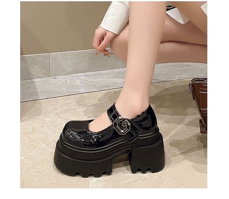 Leather Shoes Plain Jane Mary Platform Patent