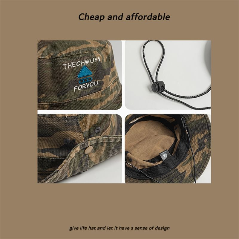 Sun Print Hat Camo Drawstring