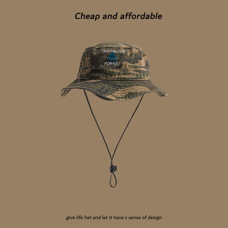 Sun Print Hat Camo Drawstring