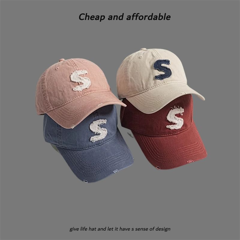 Letter Cap Applique Distressed