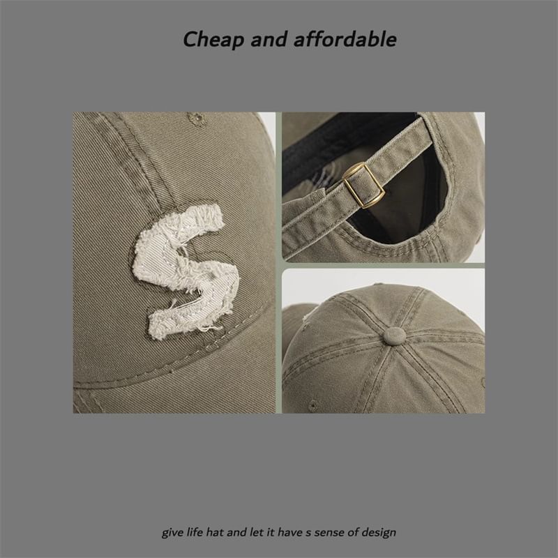 Letter Cap Applique Distressed