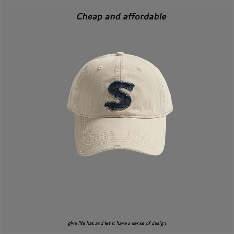 Letter Cap Applique Distressed