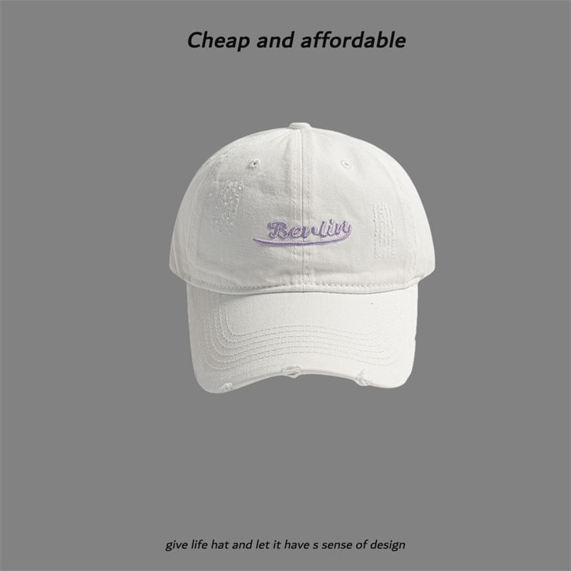 Letter Distressed Embroidered Cap
