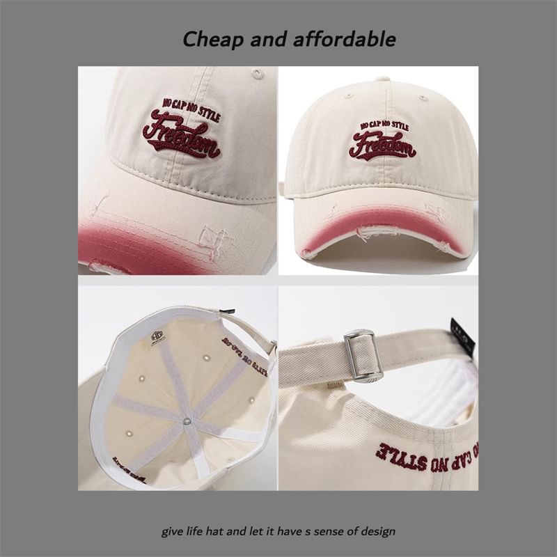 Letter Washed Cap Distressed Embroidered